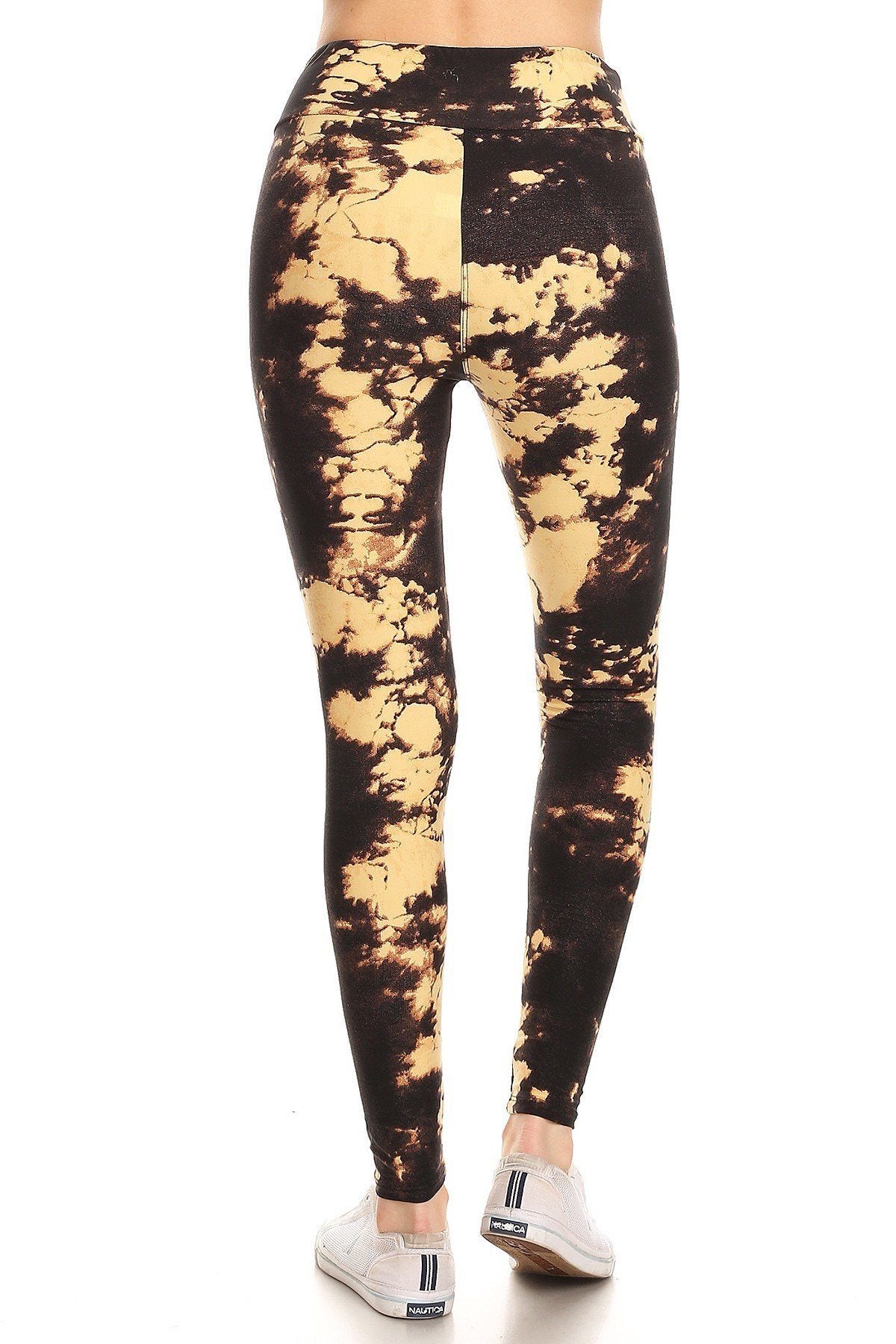 Os Yoga Style Banded Lined Tie Dye Print, Full Length Leggings In A Slim Fitting Style With A Banded High Waist.