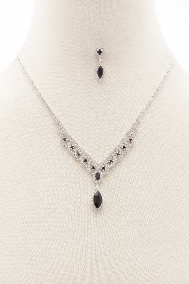 Marquise Shape Rhinestone Necklace