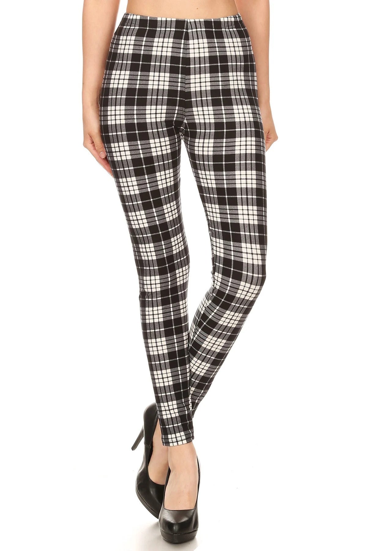 Os Plaid High Waisted Leggings In A Fitted Style, With An Elastic Waistband