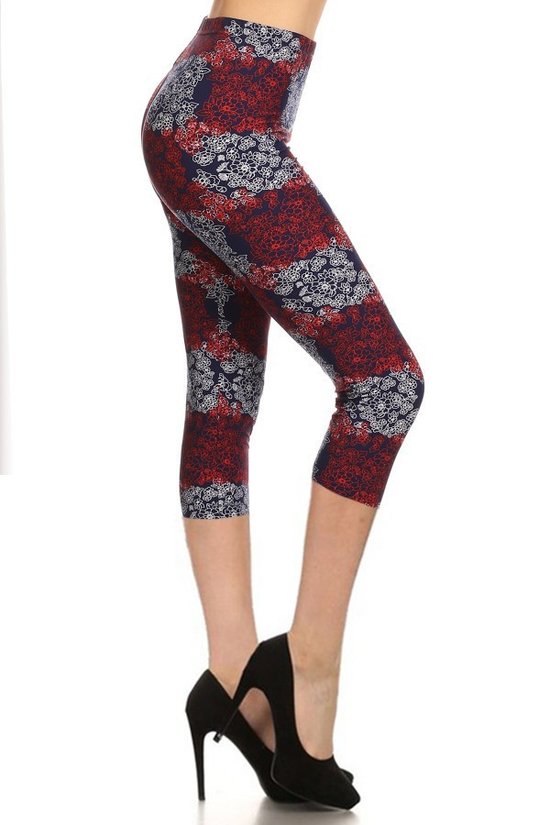 Capri Leggings In A Fitted Style With A Banded High Waist