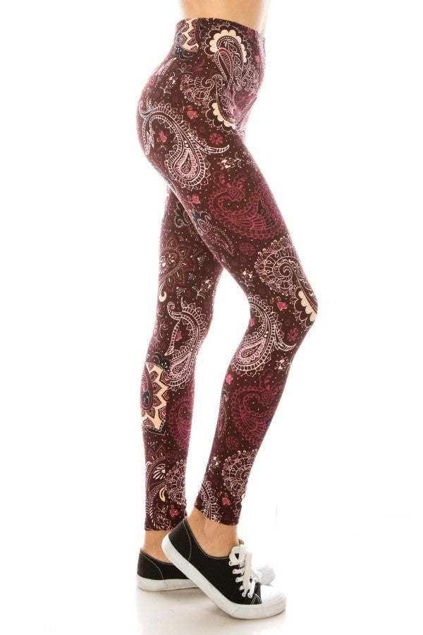 Os 5-inch Long Yoga Style Banded Lined Multi Printed Knit Legging With High Waist